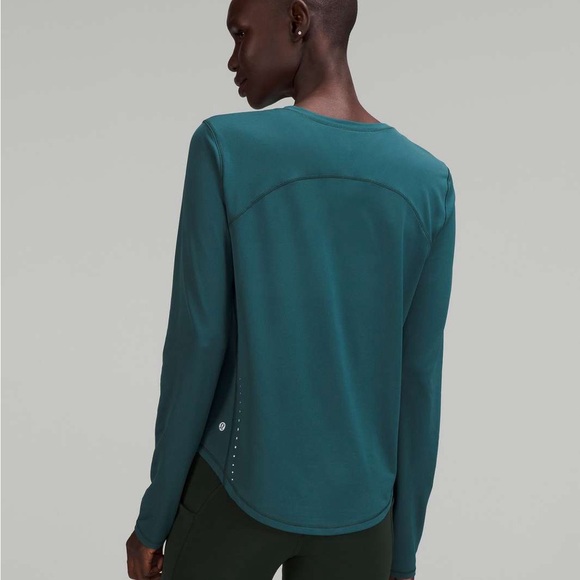 Lululemon High-Neck Running and Training Long Sleeve Shirt- green jasper - Picture 2 of 7